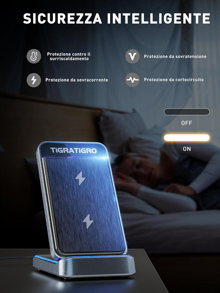 tigratigro Kabelloses Ladegerät Station, 15 W Qi-zertifiziert, Schnellladung, Halterung Charger Hold