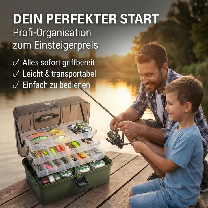 Zite Fishing Angelkoffer - Angelkasten 3 Ausziehbare Laden - Angel-Kiste Leer für Angelzubehör - Ang