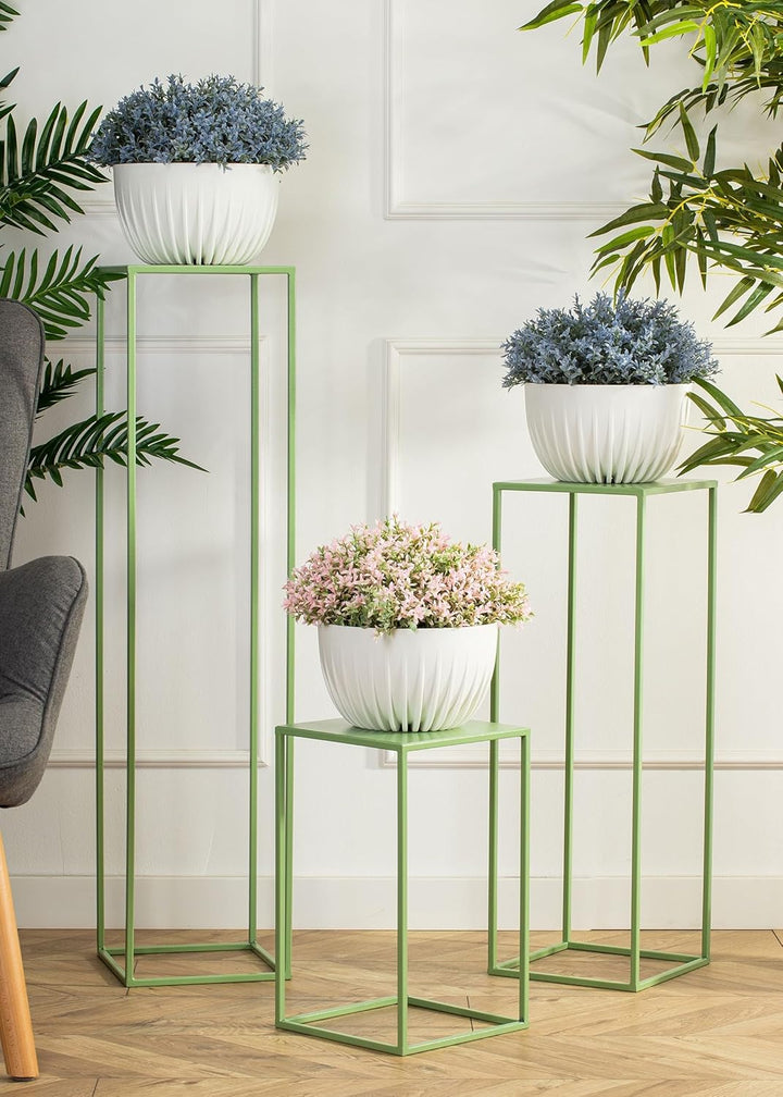 HowHomely Blumenständer Metall Grünblau 40 cm Hoch - Solider und Robuster Blumenhocker Metall - Pfla