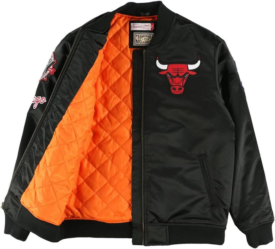 Mitchell & Ness M&N Satin Bomber Jacke - Flight Chicago Bulls schwarz M Schwarz, M Schwarz