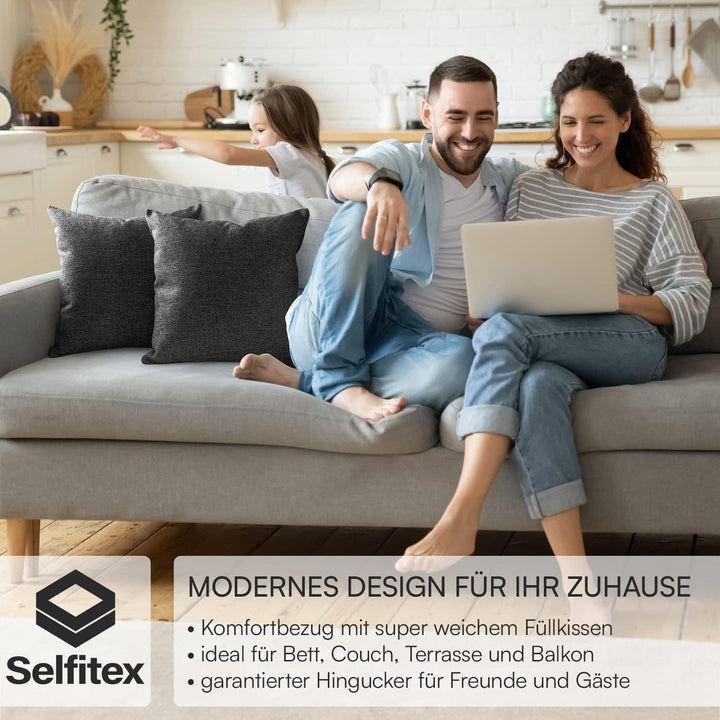 Selfitex 2er Set 40x40 cm, Sofakissen mit Füllung und Bezug, Dekokissen, Kopfkissen mit weicher Kiss