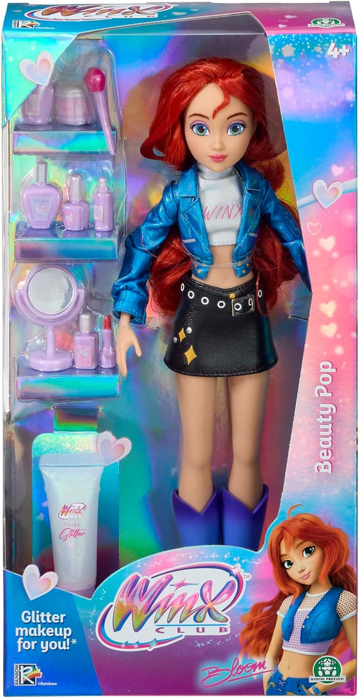 Winx Club Beauty Pop Doll – Bloom with Fashion Concert Outfit &amp; Glitter Gel – Fully Articulated Fair
