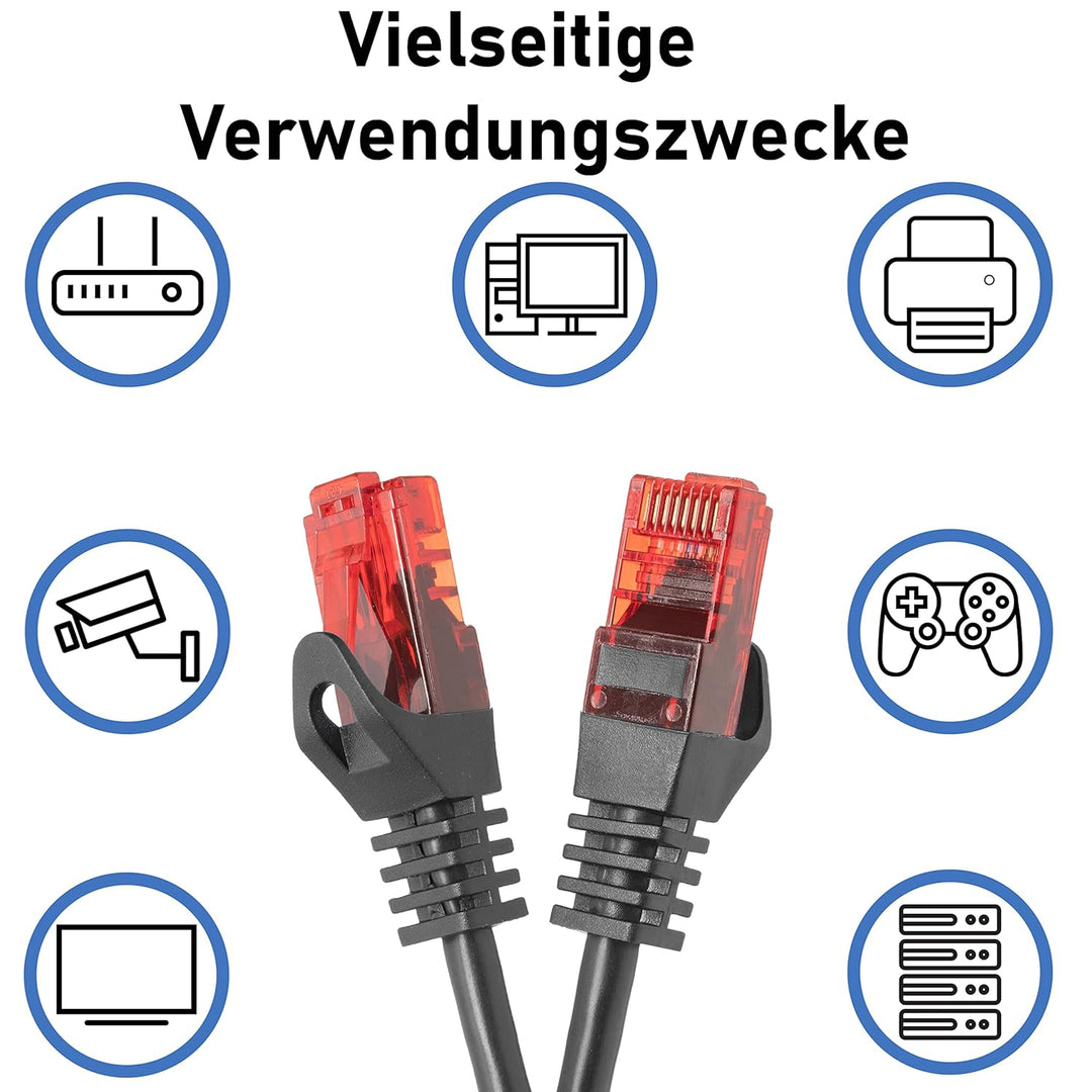 BIGtec - 10 Stück - 10m Gigabit Netzwerkkabel Patchkabel Ethernet LAN DSL Patch Kabel schwarz (2x RJ
