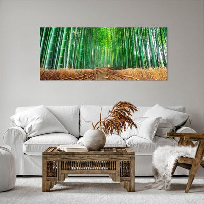 Wandbilder Dekoration Wohnzimmer Bambus Pflanze Panorama Bilder auf Leinwand 120x50cm Leinwandbild m