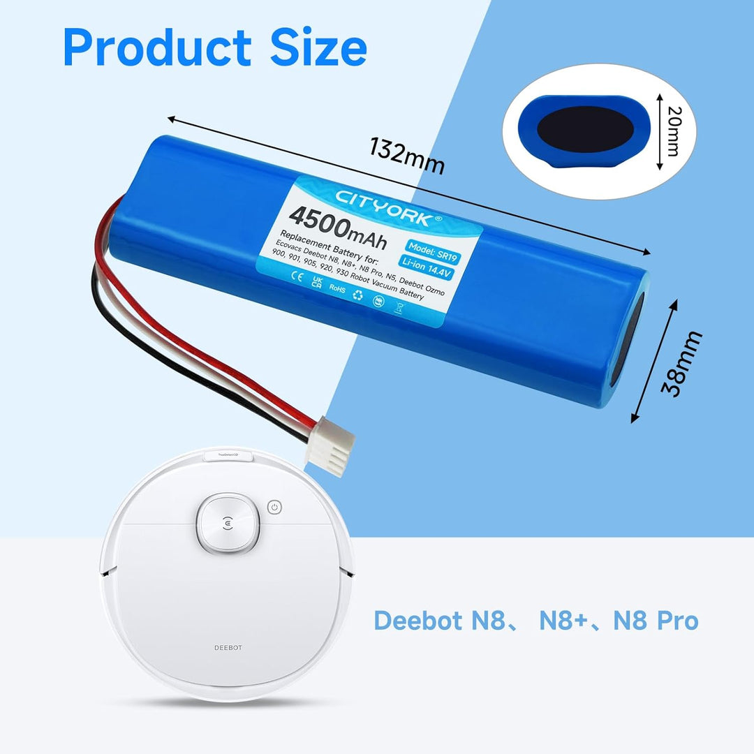CITYORK 4500mAh 14,4 V Li-ion Ersatz Akku für Ecovacs Deebot N8, N8+, N8 Pro, N8 Pro+, N5 Home, Akku