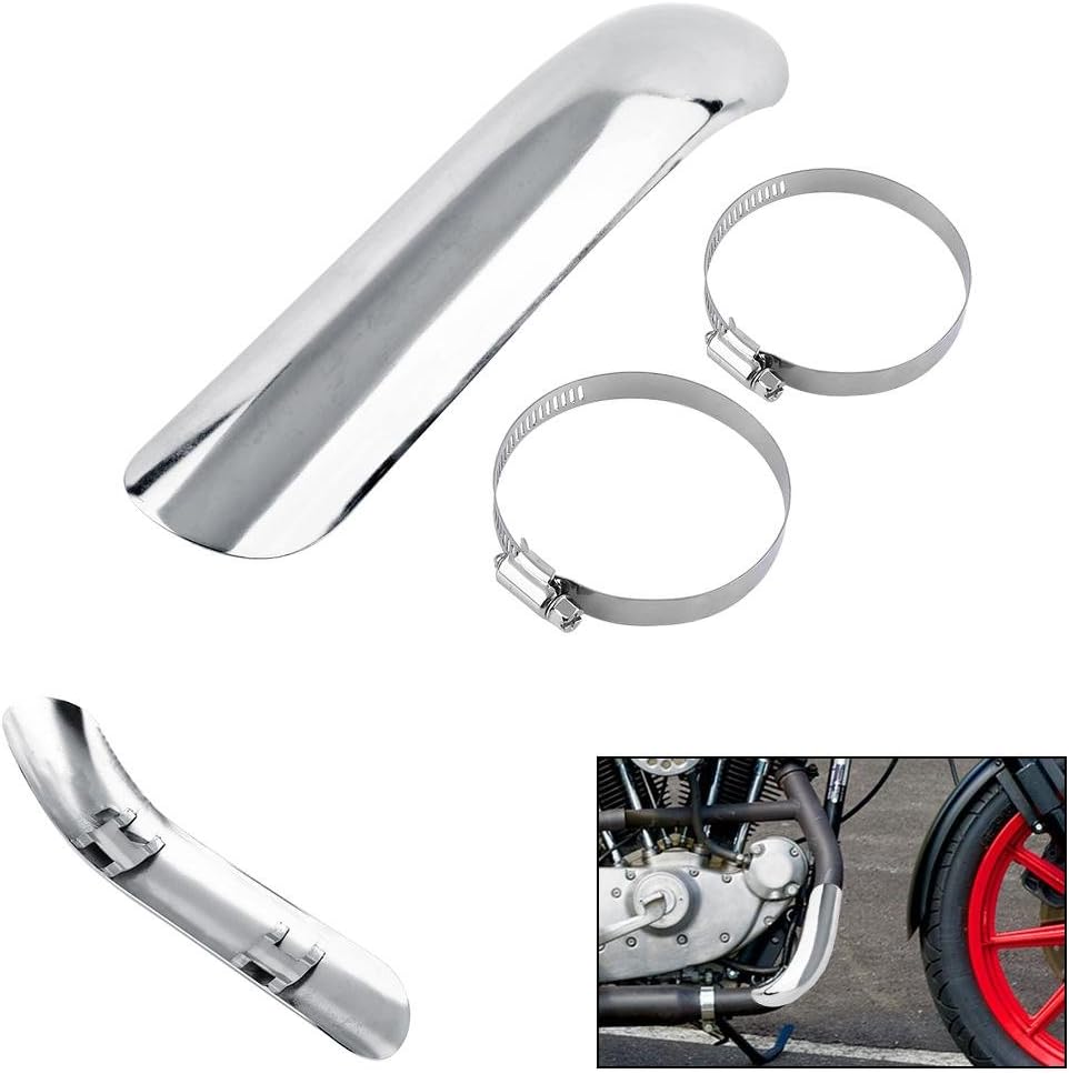 Keenso Motorrad Auspuff Schalldämpfer Hitzeschild Stahl Kurven Auspuff Rohr Abdeckung(Schwarz), Schw