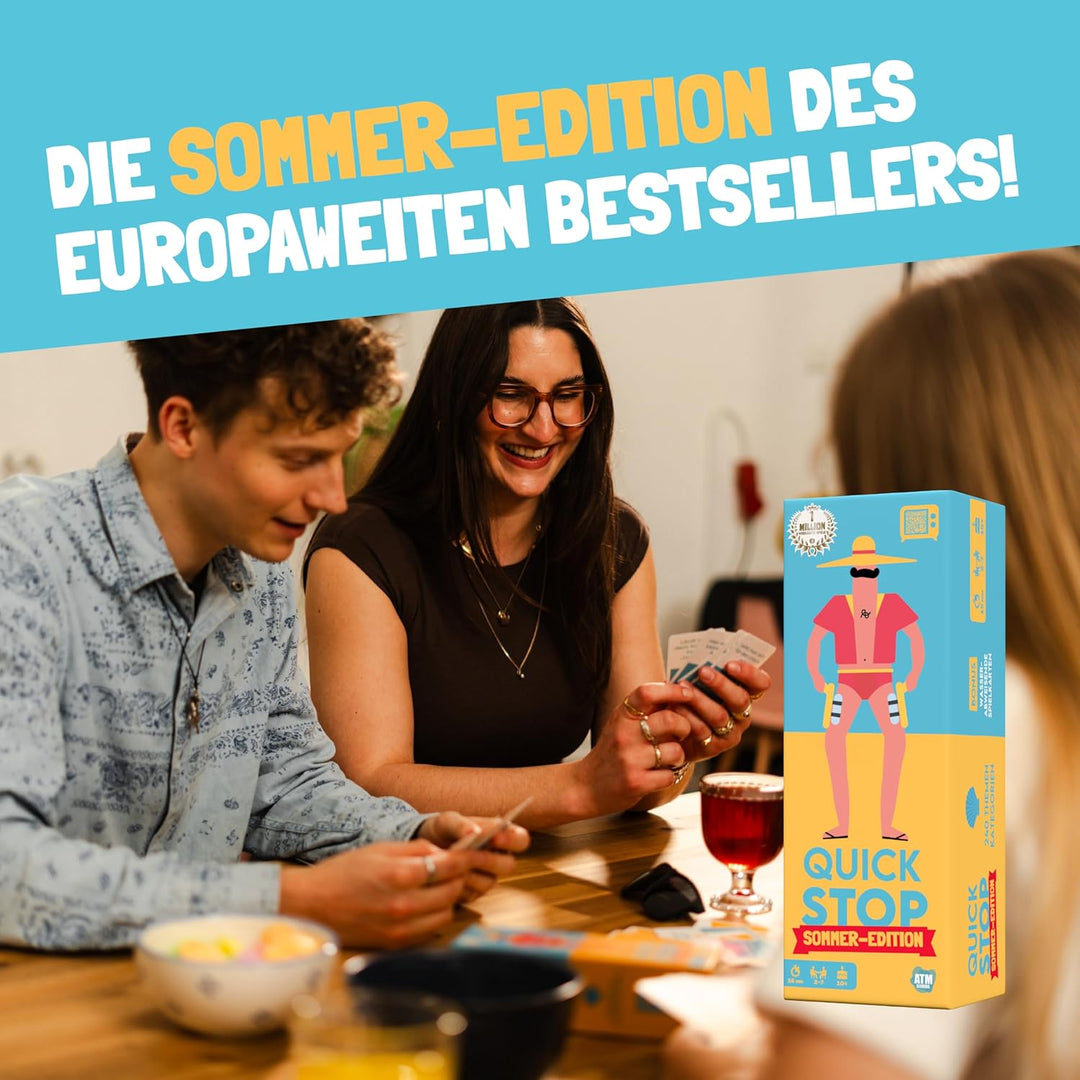 ATM Gaming Quickstop - Das Buchstaben-Duell - Sommer-Edition - Kartenspiel für Jugendliche und Erwac
