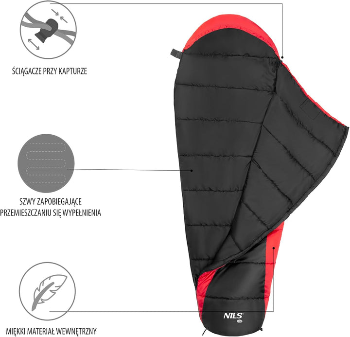 NILS Camp NC2012 Sleeping Bag Black and red