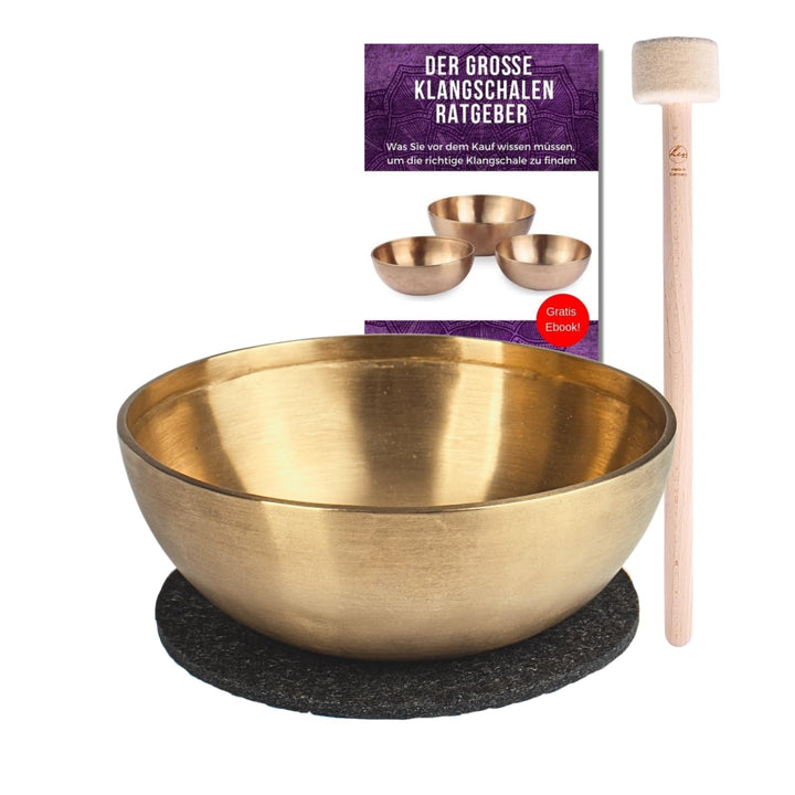 Peter Hess Therapieklangschale Kehlkopfschale (16,5 cm, 700 g) mit Filzschlägel und Filzuntersetzer
