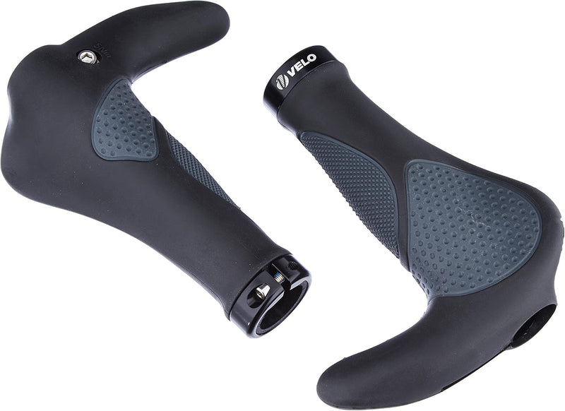 ERGOGEL D3 BAR Fahrradgriff, ergonomische Form, Gel-Schraubgriff, schwarz/grau 138 mm Bundle mit Fla