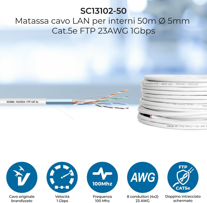 Vultech SC13102 – 50 Netzwerk-Kabel 50 metri Cat.5e FTP, 50 metri Cat.5e FTP
