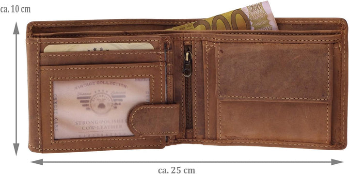 Greenburry Vintage Leder-Geldbeutel I Geldbörse mit Wildschwein Motiv I Leder-Portemonnaie für Jäger