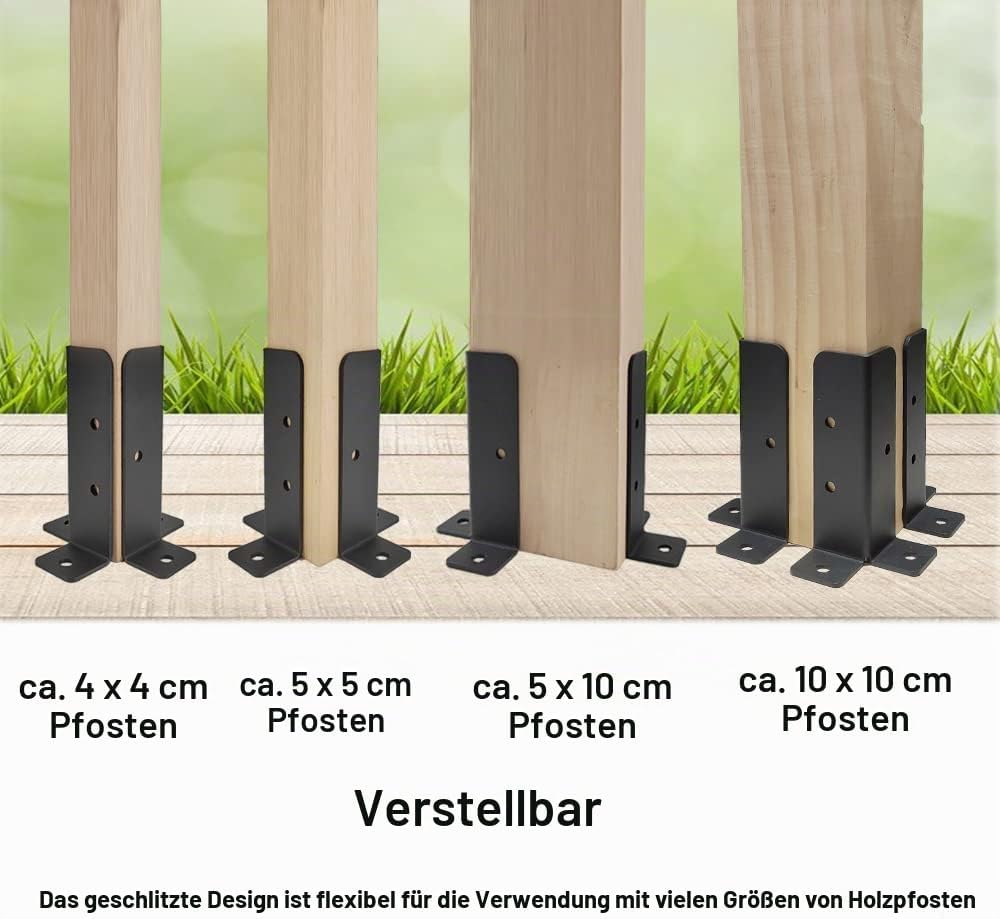 VANROUG 4pcs post anchor adjustable Post Shoe Fence Square Wooden Posts Ground Sleeve Fence Support