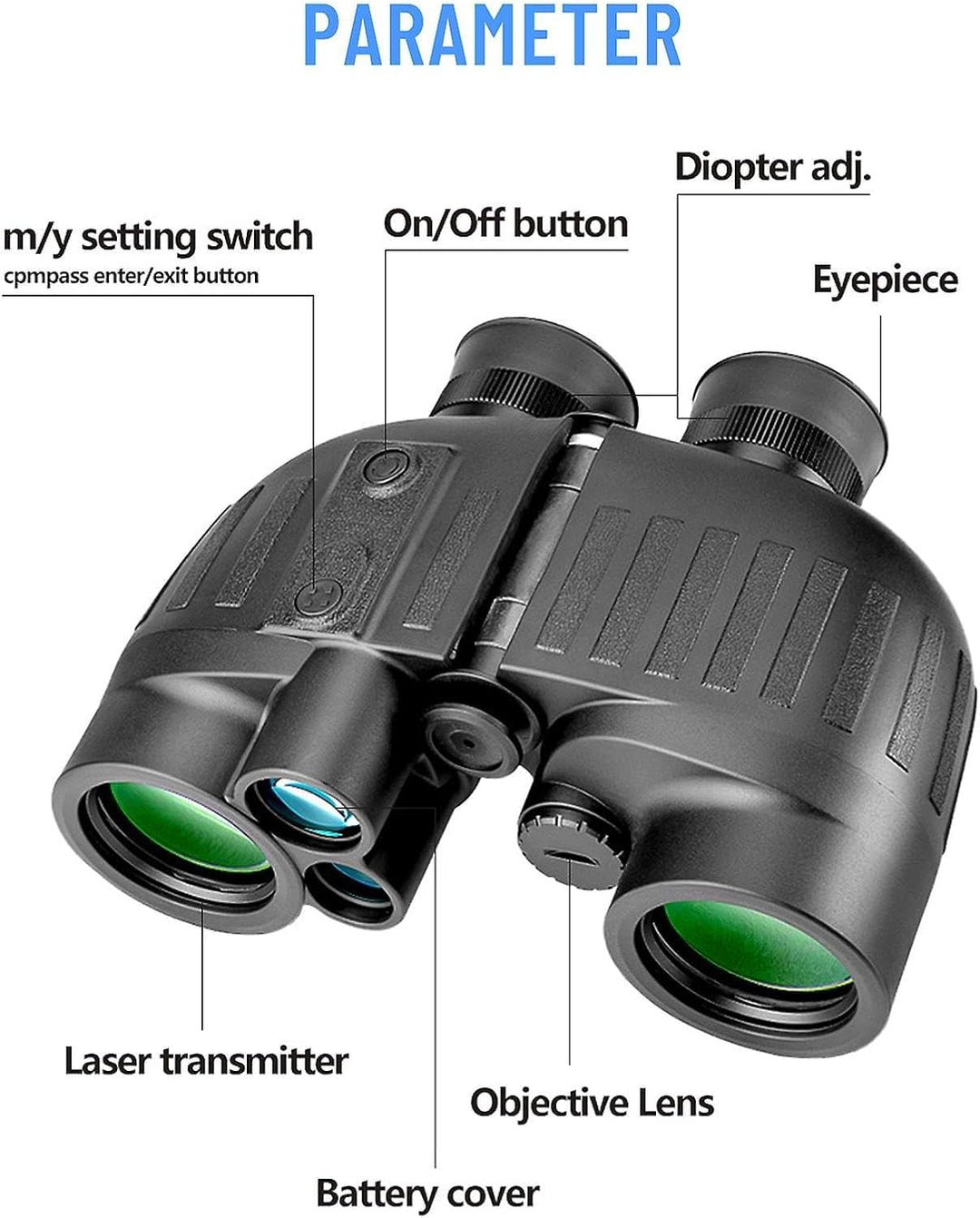 8x40 Fernglas für Erwachsene, ausgestattet mit Entfernungsmesser und Kompass, IP65 wasserdichtes UHD