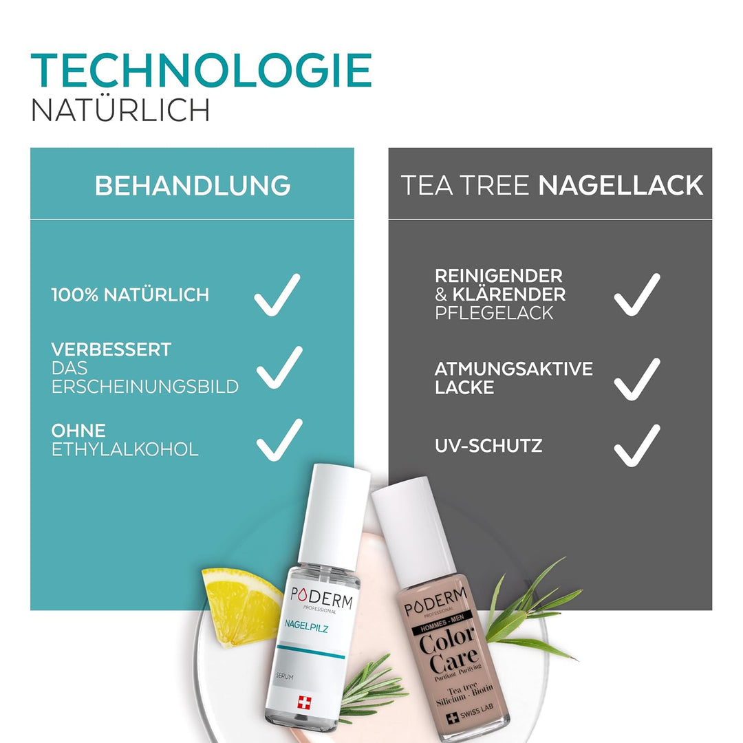 PODERM 2-in-1 Nagelpilz + Nagellack in Nudefarbe, speziell für Herren – Anti-Pilz-Pflege, repariert