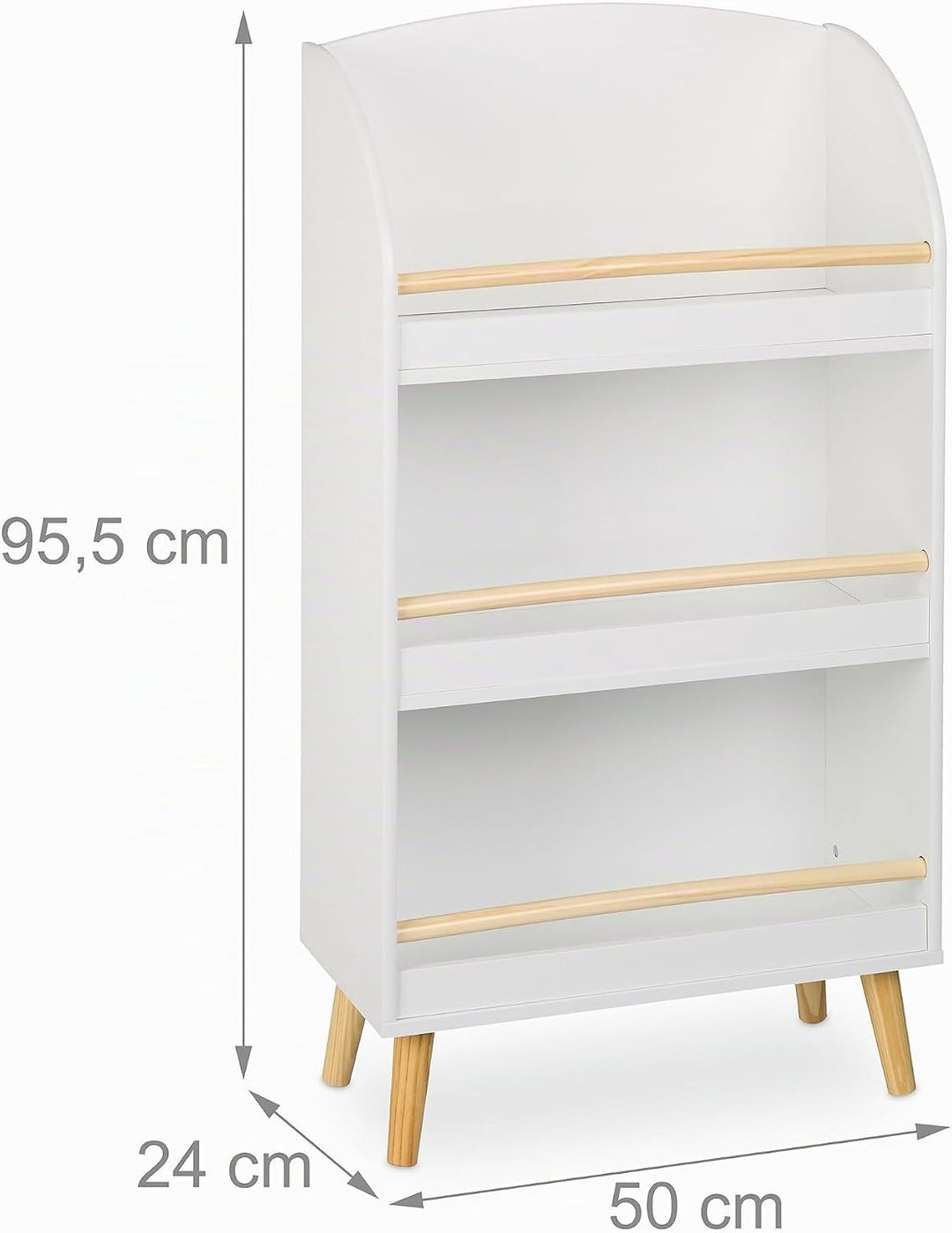 Relaxdays Bücherregal Kinder, HBT: 95,5x50x24 cm, 3 offene Fächer für Bücher, Kinderbücherregal, Kin