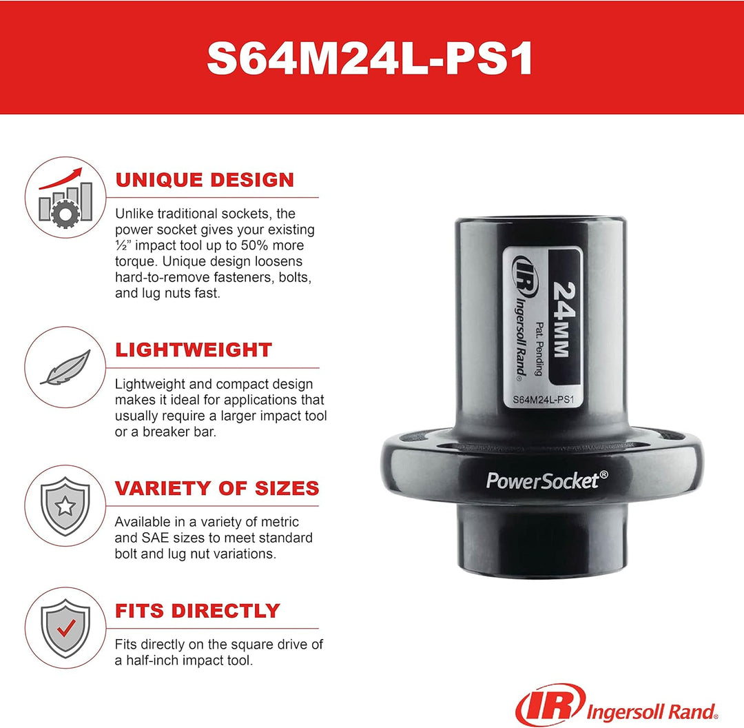 Ingersoll Rand S64M24L-PS1, 24 mm PowerSocket, 1/2''-Antrieb 1/2" Power Socket 24mm, 1/2" Socket 1/2