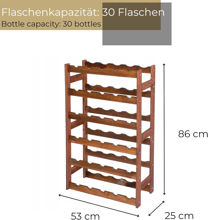 Weinregal Holz 30 Flaschen Braun 53x86x25 cm Wine Rack Regal Flaschenregal Weinflaschenregal Getränk