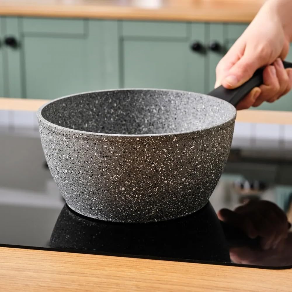 Karaca Gris Biogranit Induktions Milchtopf-Set, 2-teilig - Praktisches Set mit Milchkännchen in zwei