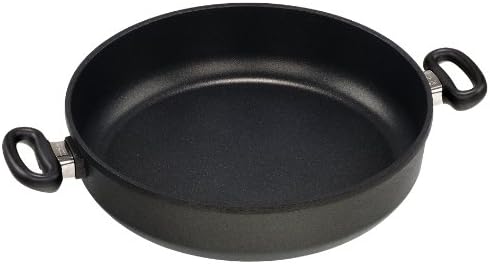AMT Gastroguss Schmortopf, Ø 32 cm, 8 cm hoch, mit zwei Seitengriffen, backofenfest, Aluguss (Alumin