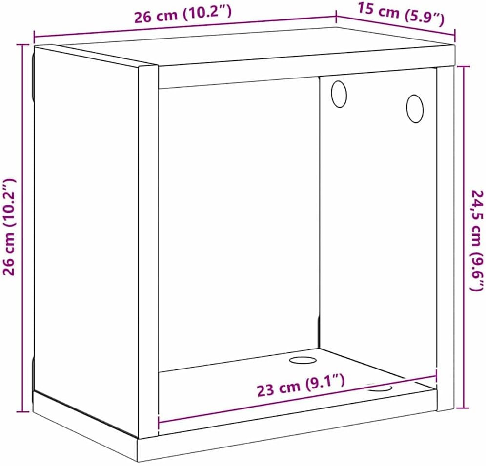 vidaXL Wandregale 2er Set Altholz 26X15X26 cm Massiv Rustikales Design Vielseitig Innenlagerung Wohn
