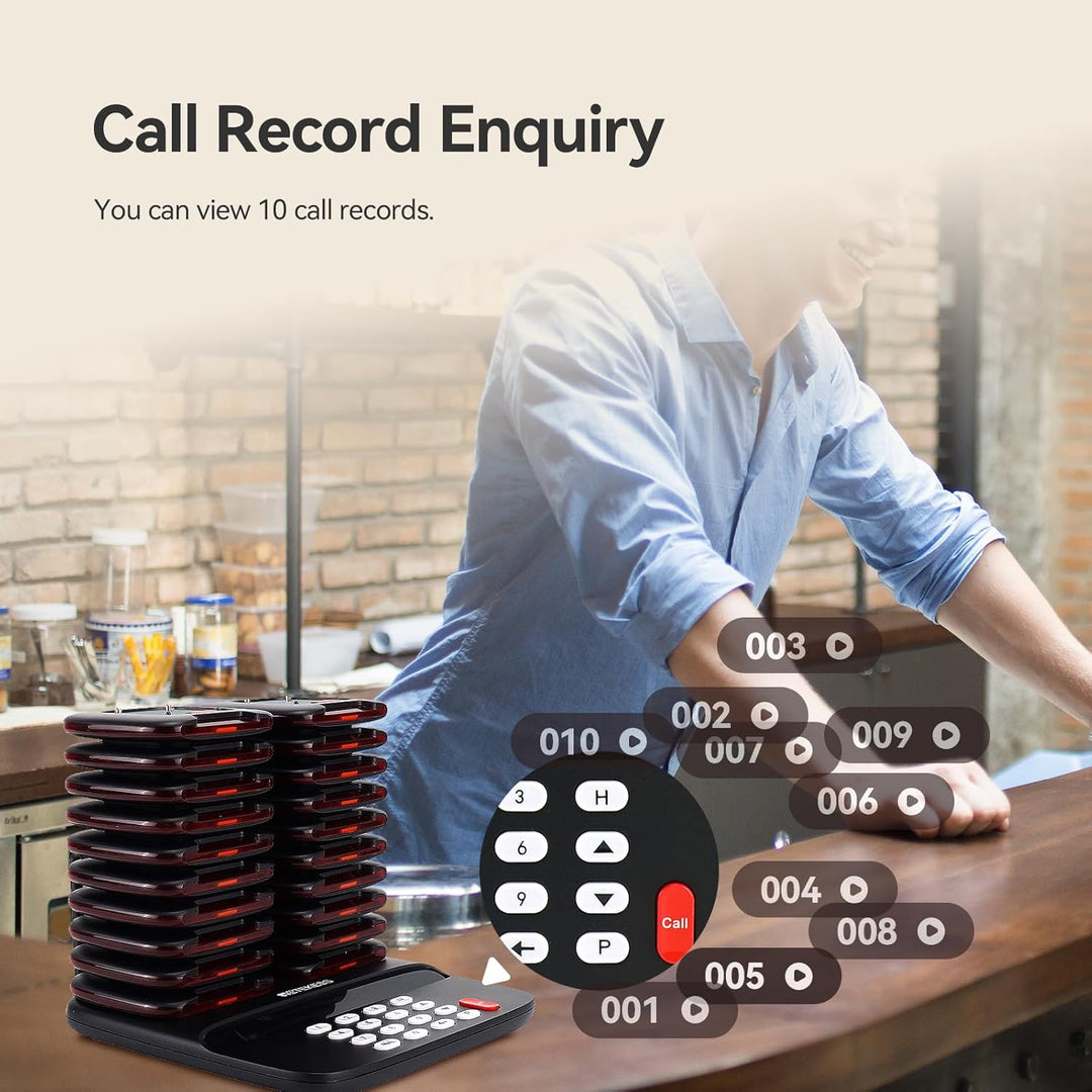 Retekess TD183 Pager System, Doppelte Ladung Restaurant Pager, 20 Untersetzer Stabil, 30H 300mAh Pag