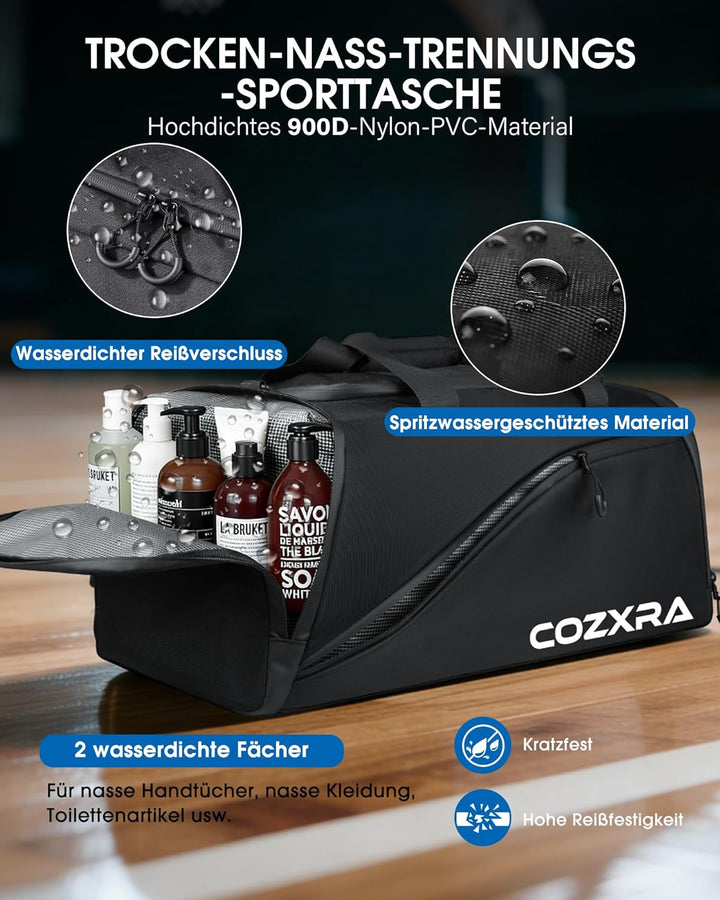 Sporttasche Reisetasche, 40L Sporttasche Herren mit 2 Nassfach und Schuhfach, Reisetasche für Damen
