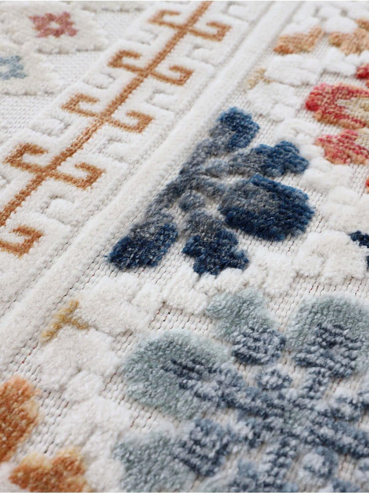 carpetfine In- und Outdoor Teppich Deja Rund Creme Ø 100 cm | Moderner Teppich Wetterfest für Balkon