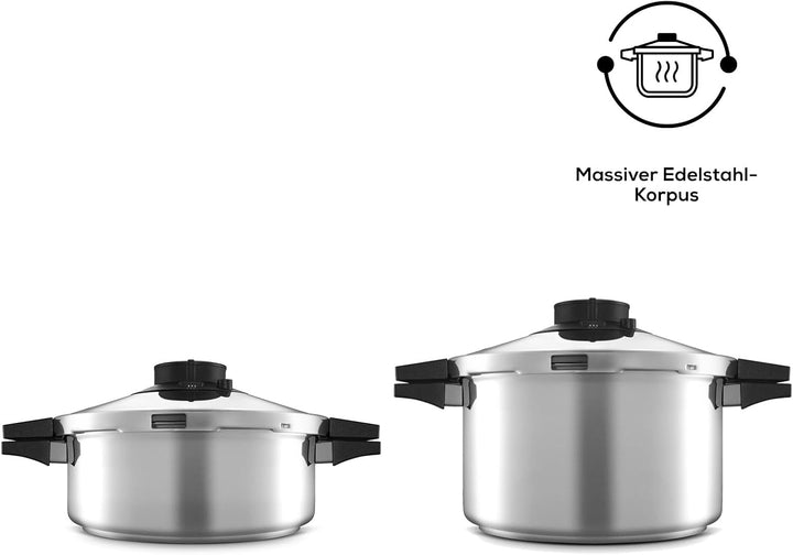 Karaca Quick and Safe Schnellkochtopf-Set 4+6 Lt, Ergonomische, nicht brennende Griffe und Aufsätze
