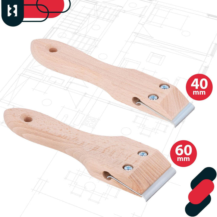 KOTARBAU® Ziehklingenschaber 60 mm mit Holzgriff für Tischlerarbeiten Entfernen von Lacken, 60 mm