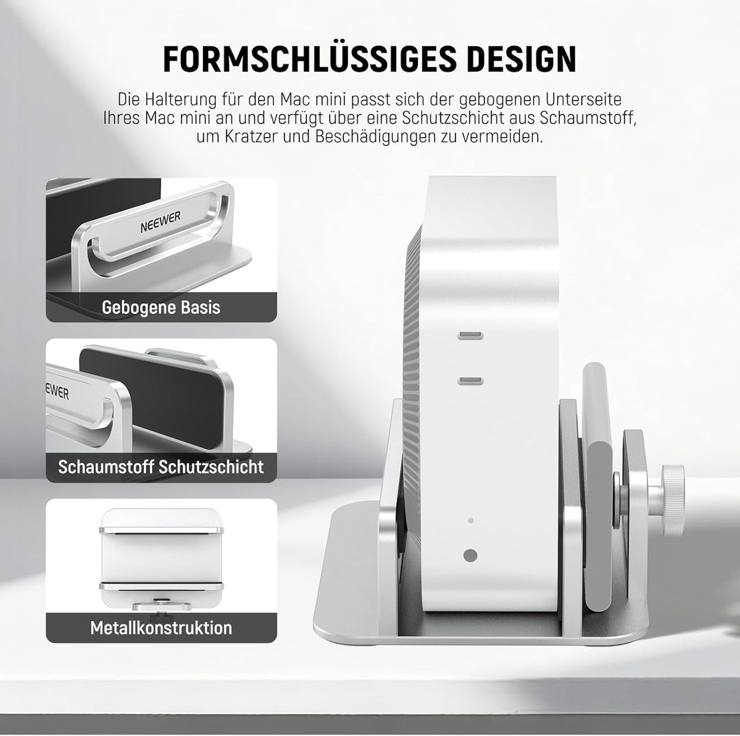 NEEWER Basics Mac mini Ständer mit SSD Halterung, PC Steckplatz aus Aluminiumlegierung, aufrechtes R