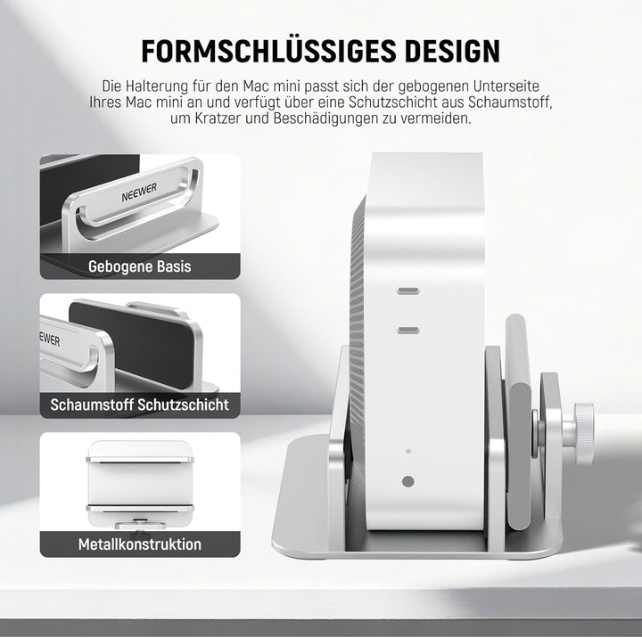 NEEWER Basics Mac mini Ständer mit SSD Halterung, PC Steckplatz aus Aluminiumlegierung, aufrechtes R