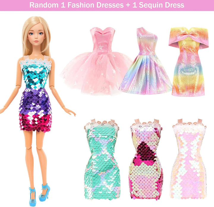 Miunana 110+ Kleidung für Puppen Puppenkleidung Fashion Kleider Tops Bluse Hosen Abendkleider Badena