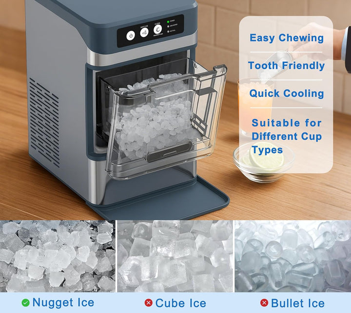 Nugget lce Maker Machine,Chewable Pellet Ice Machine,Self-Cleaning,One-Click Operation,for Home/Kitc