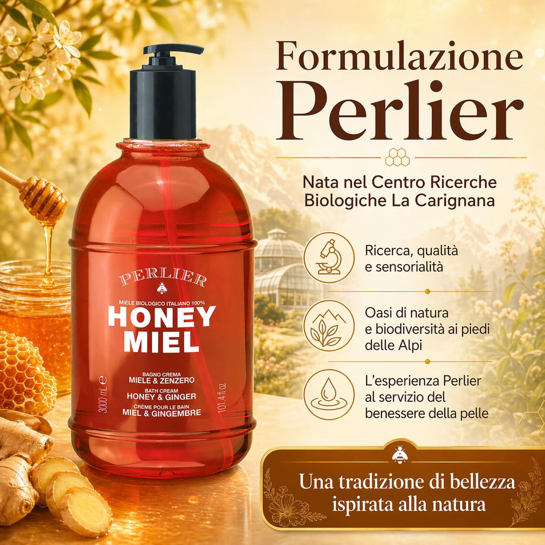 Perlier Honig Miel Badcreme Honig & Ingwer - mit Honig Bio 100% Italienisch - 3000 ml mit Dosierer