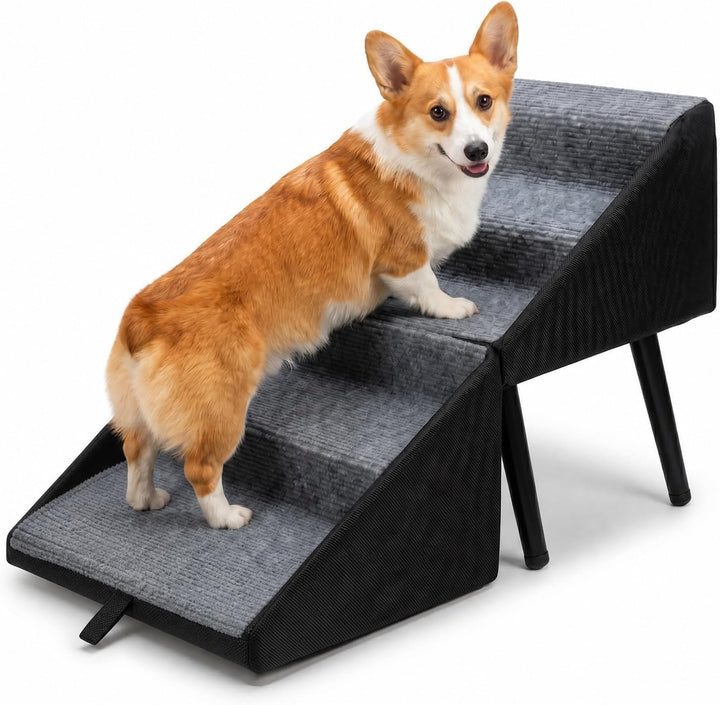 Klappbare Hundetreppe für kleine Hunde – 2-in-1-Treppe und Hocker – rutschfeste Holzstufen für das S