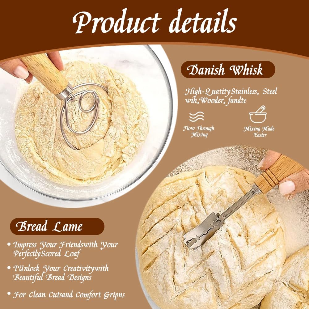 Sauerteig Starter Set, 18-teilig Rund & Oval GärkörbchenSet, Brotbacken Startver Set, Brot Backen Zu