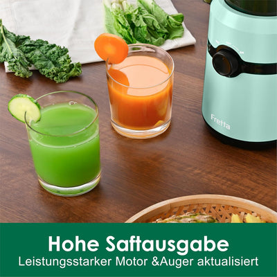 Fretta Entsafter Slow Juicer mit 108 mm Öffnung&1L Kapazität,Entsafter Gemüse und Obst,200W Saftpres