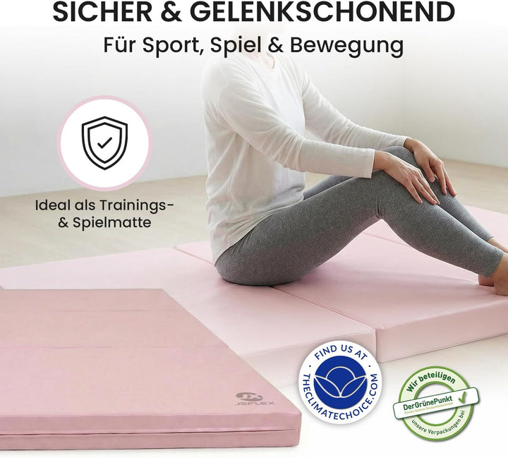 Jeflex - klappbare Weichbodenmatte & Turnmatte 150 x 100 x 8 cm MADE IN GERMANY/Gymnastikmatte tragb