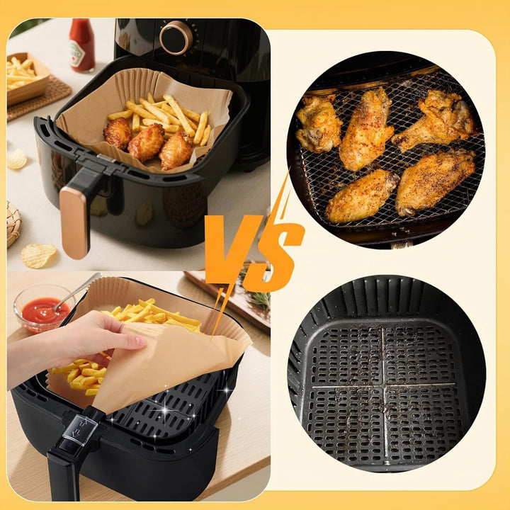 120 Stück 23-27cm Backpapier für Heissluftfritteuse, 7L-12L Airfryer Backpapier Antihaft Wasserdicht