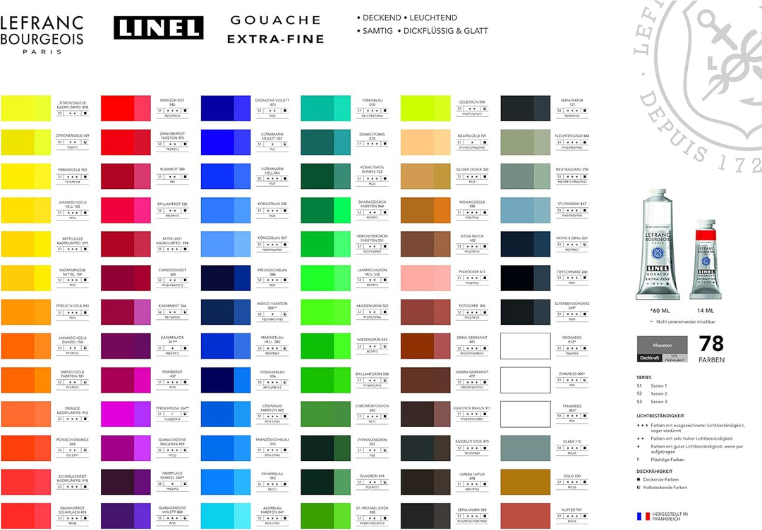 Lefranc & Bourgeois 301239 Linel Gouache extrafeine und geschmeidige Wasserfarben mit maximaler Farb