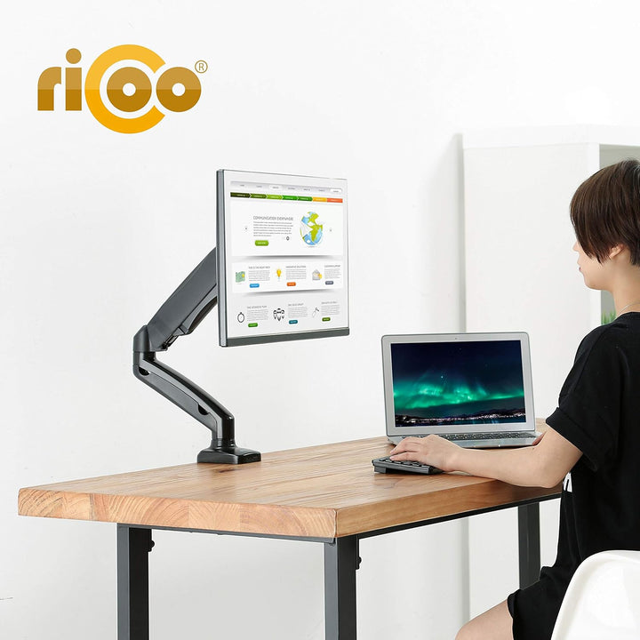 RICOO Monitor Halterung Tisch Gasdruckfeder für 13-27 Zoll, VESA Tischhalterung, Monitorarm TS9311,