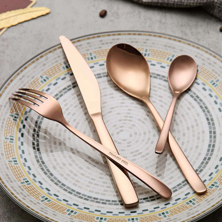 Berglander Roségold Besteck-Set 24-tlg., Stabiles Edelstahl-Titan-Kupfer-Besteck-Set Besteck-Set Ros