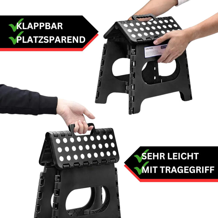 DIVID® Faltbarer Klapphocker 27cm (M) |Klapphocker|Duschhocker|Faltbar und Tragbar|130kg Belastbarke