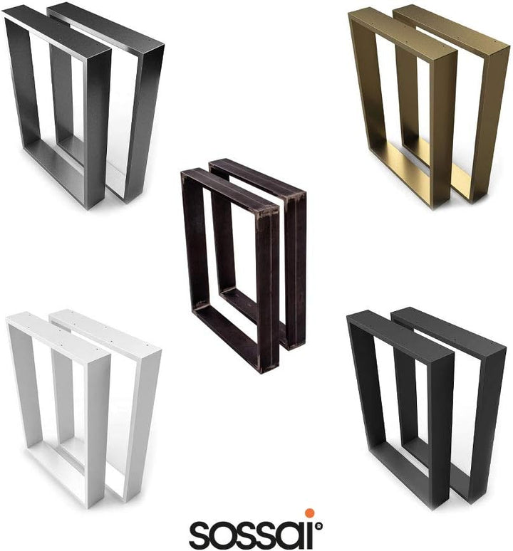 sossai® XXL Stahl Tischkufen TKK3 | Rahmenprofil: 100 mm x 20 mm | Breite 70 cm x Höhe 72 cm | Farbe