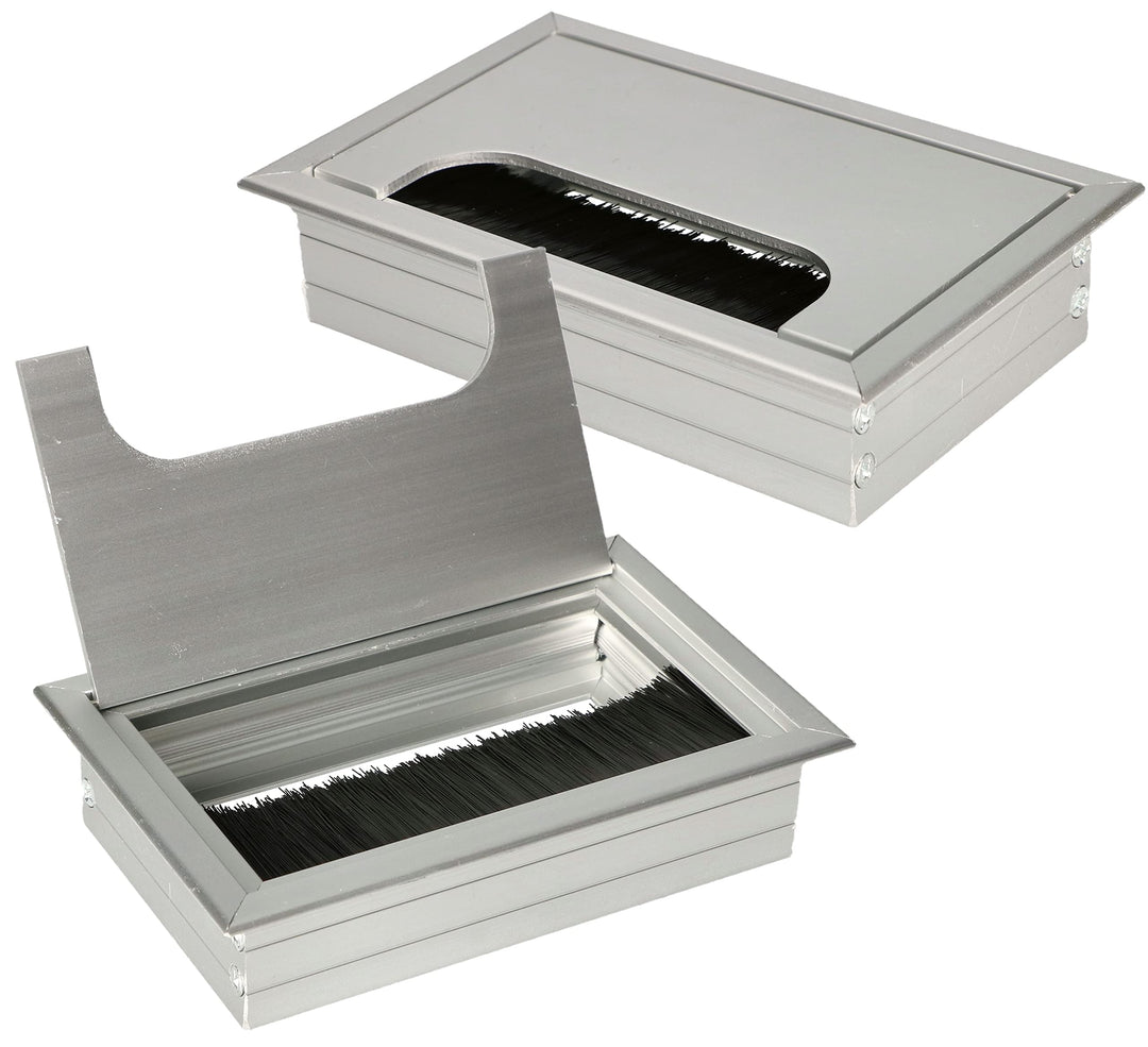 KOTARBAU® 2er Set Aluminium Kabeldurchführung 120x80 mm für Möbel Silber Kabeldose Kabeldurchlass Ec