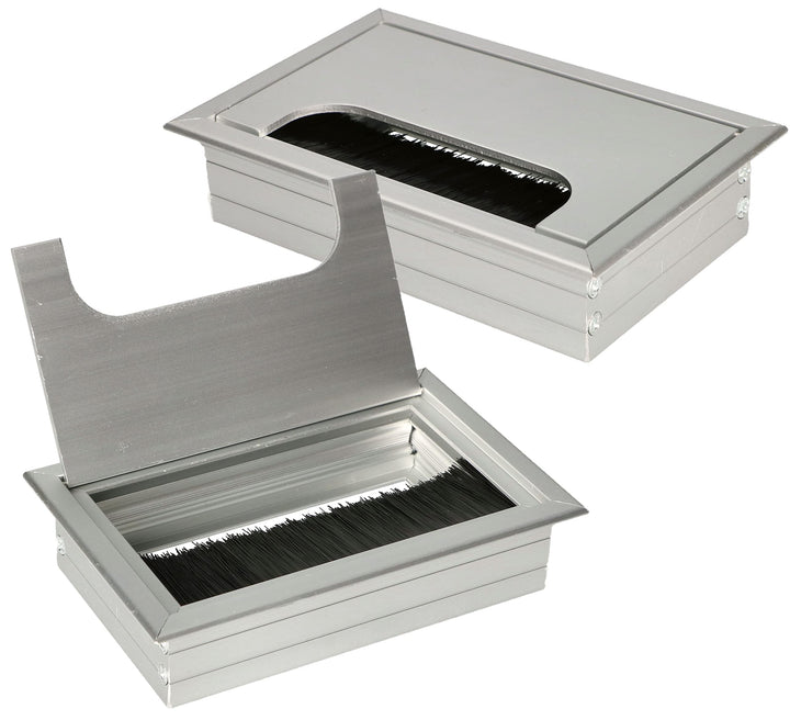 KOTARBAU® 2er Set Aluminium Kabeldurchführung 120x80 mm für Möbel Silber Kabeldose Kabeldurchlass Ec