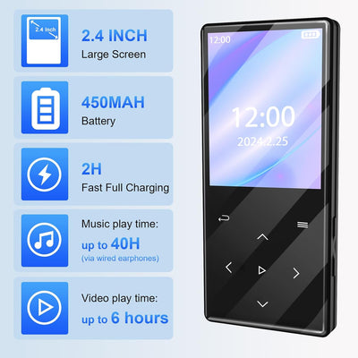 Gueray 128GB MP3-Player mit Bluetooth 5.0 Tragbarer digitaler Musikspieler mit HiFi-Sound Eingebaute