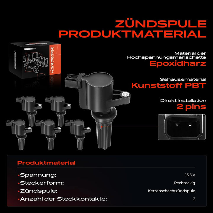 Frankberg 6x Zündspule Zündmodul für S-Type X200 LS 3.0L V6 Benzin 2000-2005 2W4E12A366AD