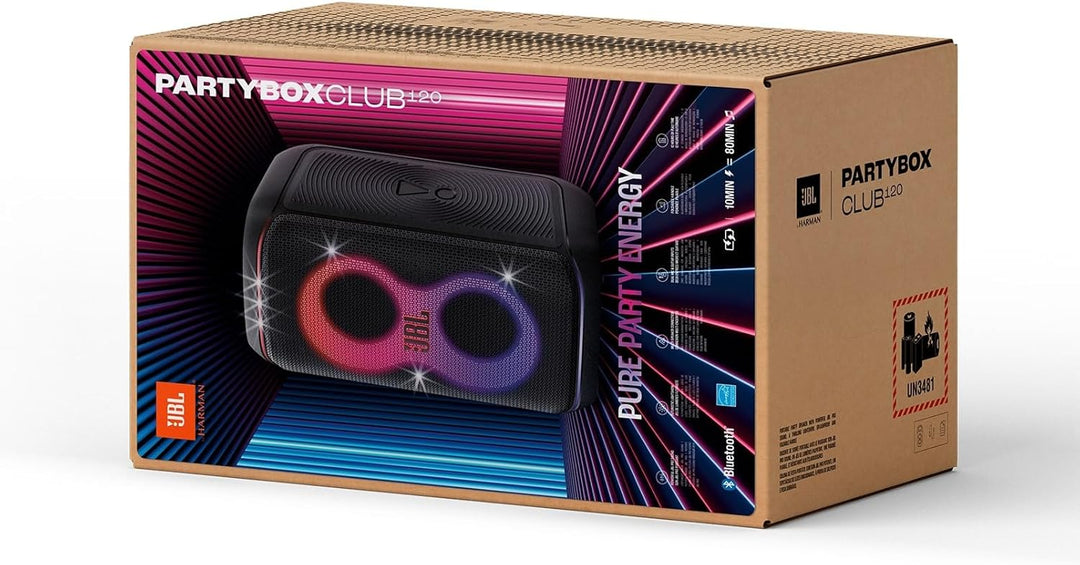 JBL Partybox Club 120 in Schwarz – Tragbare Bluetooth-Lautsprecher-Box Pro Sound, Lichtshow, KI-Soun